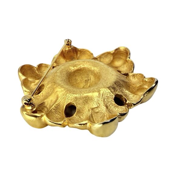 Erwin Pearl Gold Plated Floral Brooch Pin Statement Jewelry Elegant Signed RARE - Picture 11 of 16